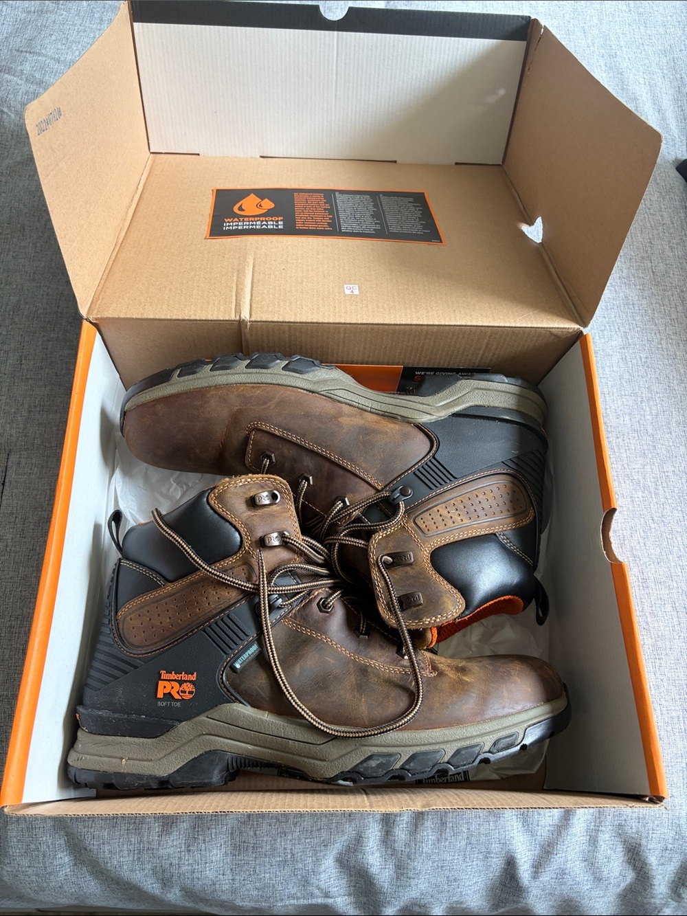 Timberland PRO Men's Brown Work Boots with Orange Lining - Picture 6 of 6